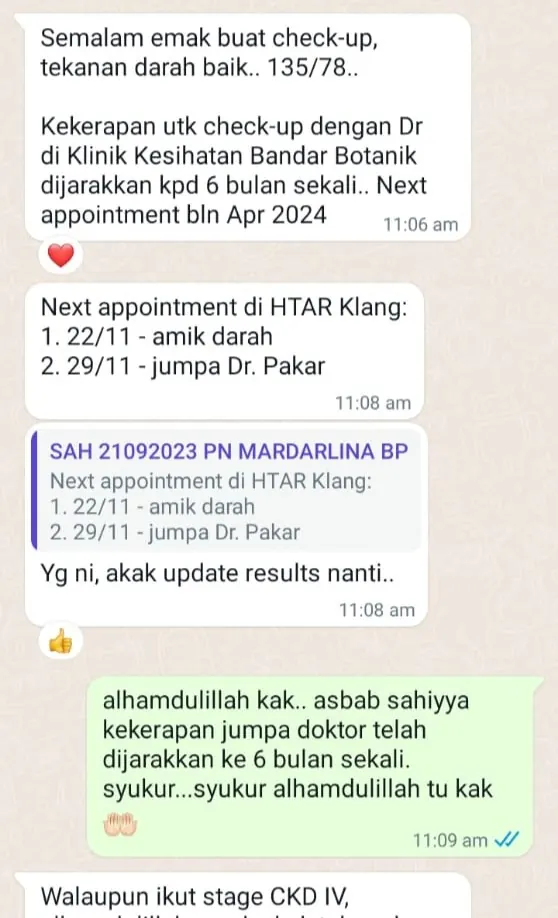 Testimoni WhatsApp: Tekanan Darah Makin Baik
