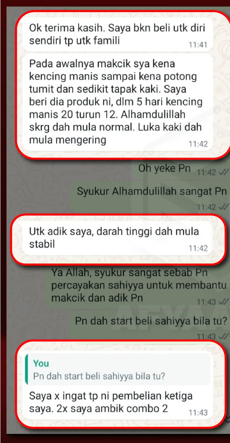 Testimoni WhatsApp: Bacaan Gula Dah Turun & Bacaan Darah Tinggi Dah Stabil