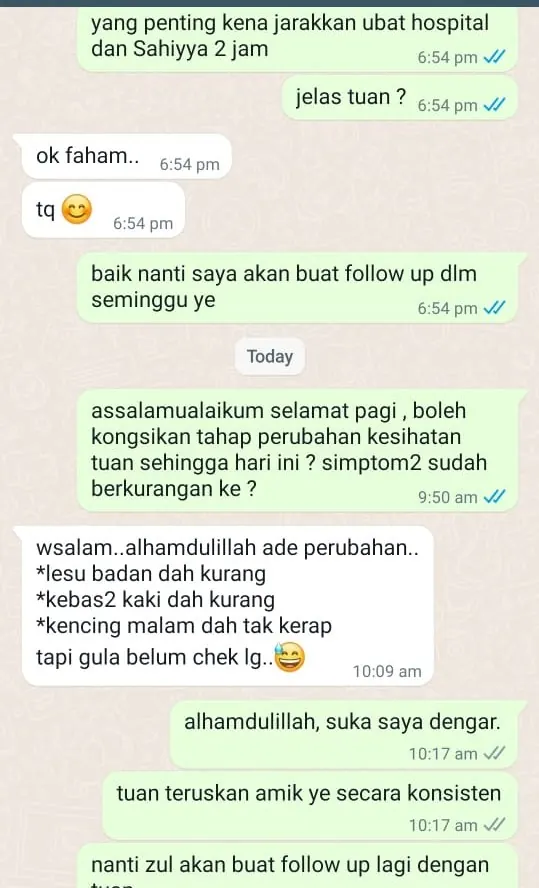 Testimoni WhatsApp: Lesu Badan & Kebas2 Kaki dah Kurang