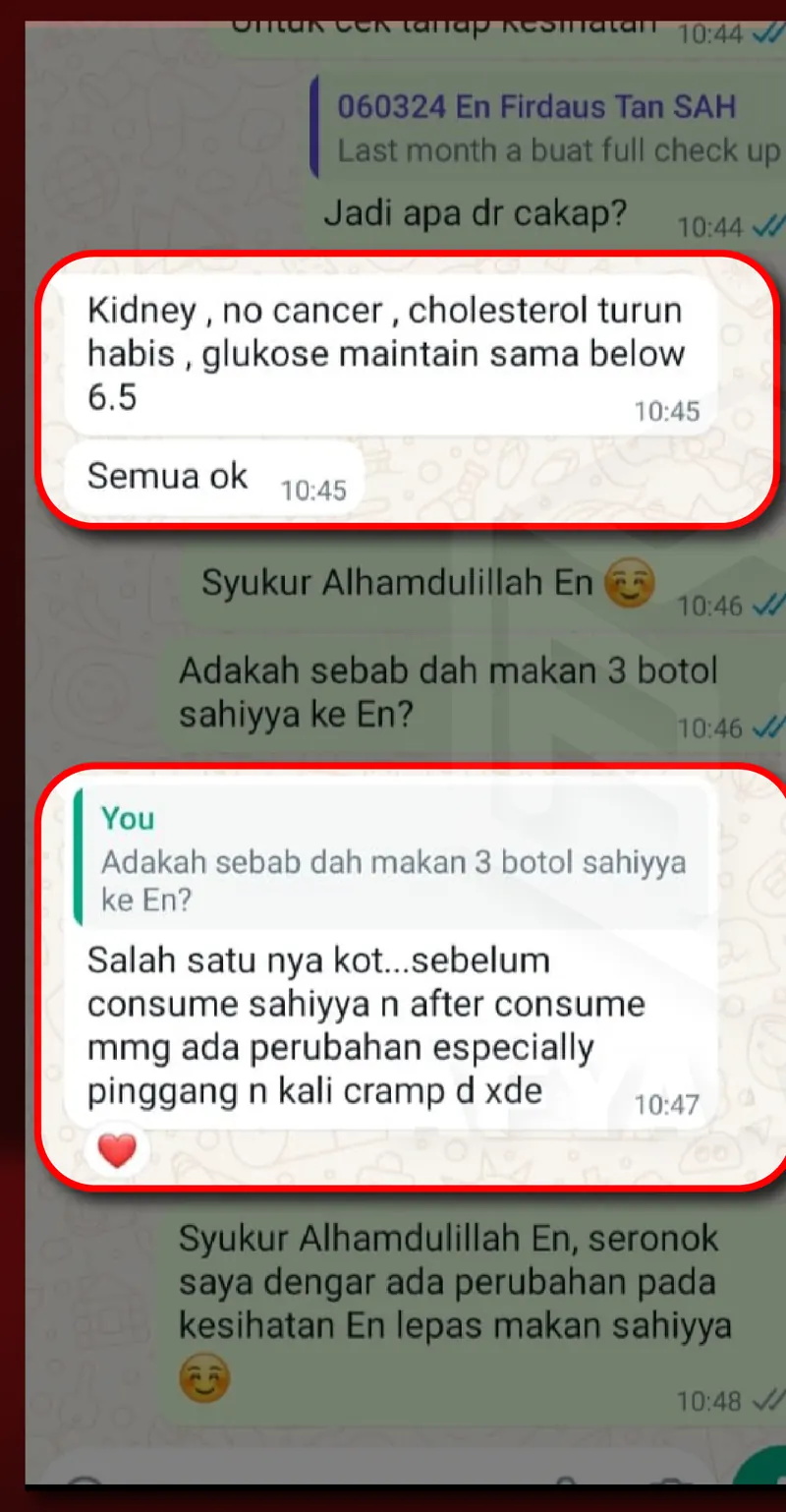 Testimoni WhatsApp: Kolesterol Dah Tiada & Glucose Level Maintain