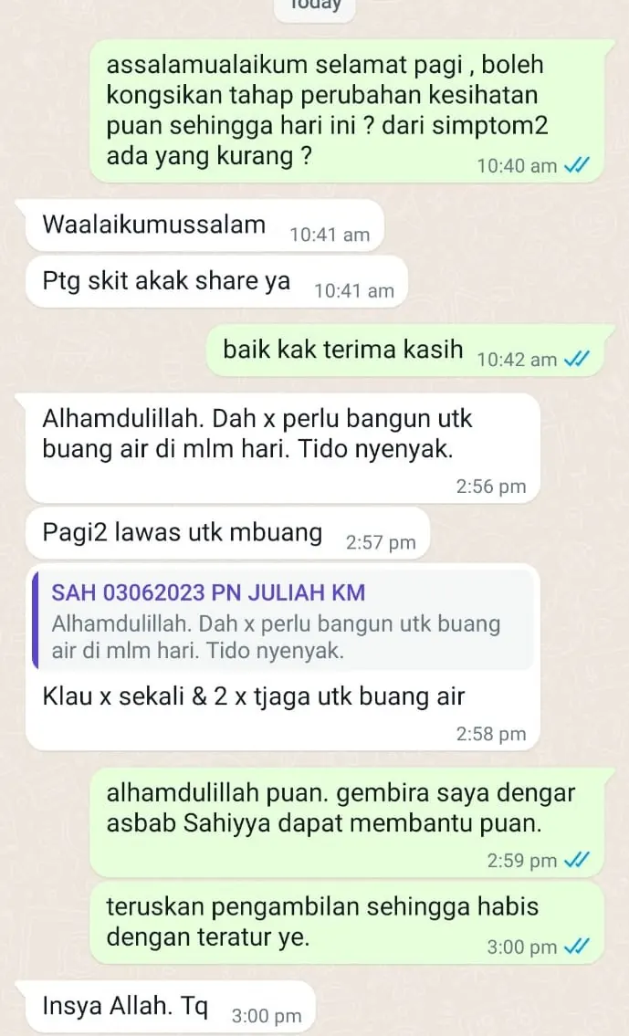 Testimoni WhatsApp: Kurang Kerap Kencing & Lawas Membuang