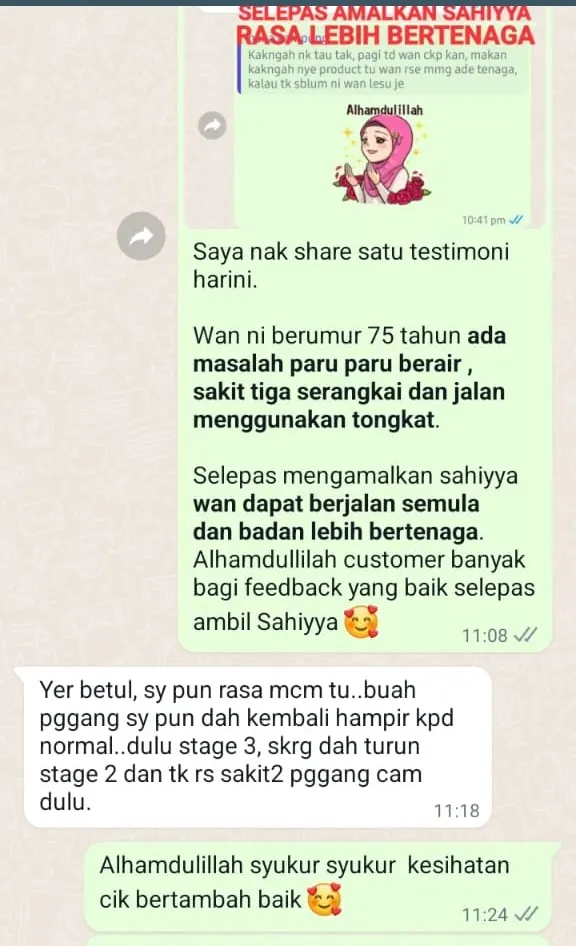 Testimoni WhatsApp: Buah Pinggang Kembali Normal & Tak Rasa Sakit Pinggang Lagi
