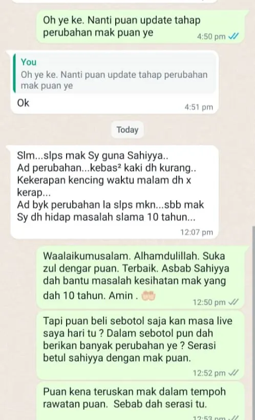 Testimoni WhatsApp: Kebas2 Kaki & Kerap Kencing Dah Kurang