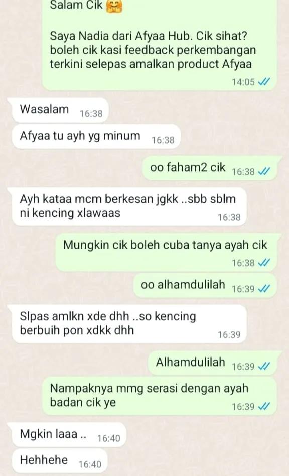 Testimoni WhatsApp: Tiada Lagi Kencing Tak Lawas & Kencing Berbuih