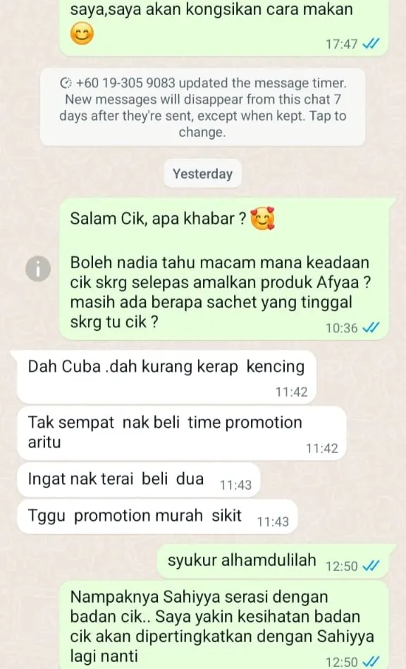Testimoni WhatsApp: Kurang Kerap Kencing