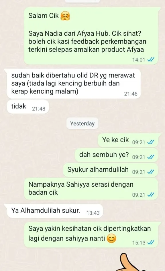 Testimoni WhatsApp: Tiada Lagi Kencing Berbuih & Kerap Kencing Malam