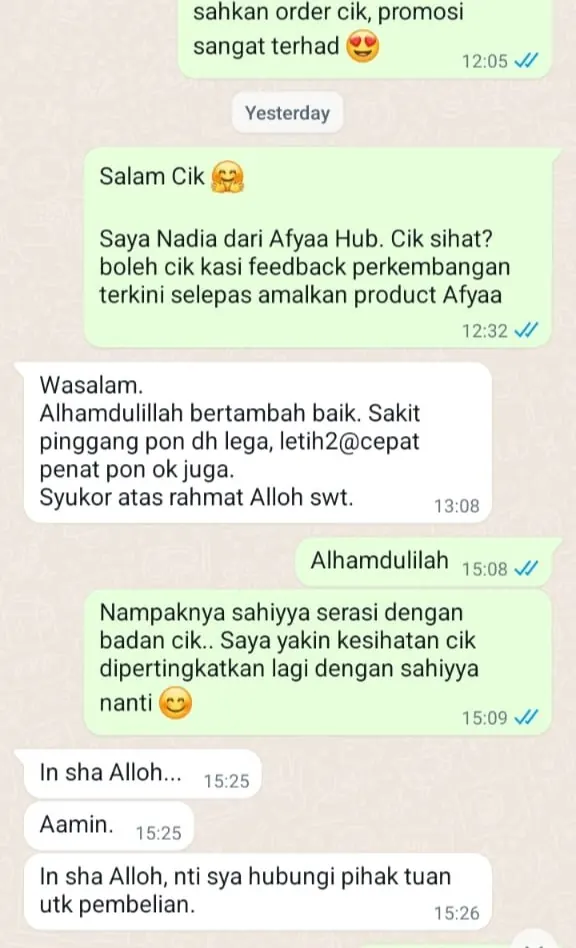 Testimoni WhatsApp: Sakit Pinggang Dah Lega & Kurang Letih2