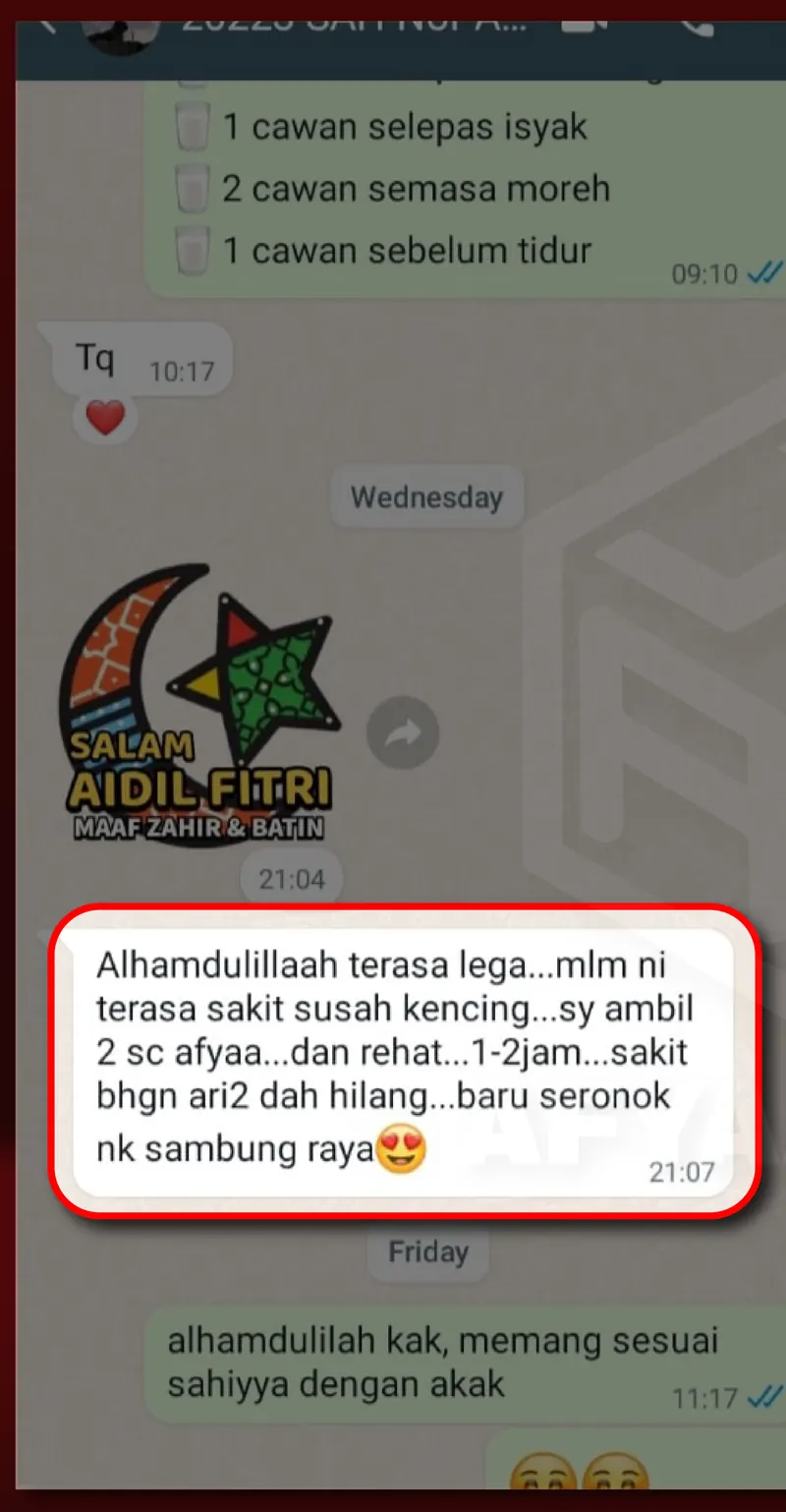 Testimoni WhatsApp: Bahagian Ari-ari Dah Kurang Sakit