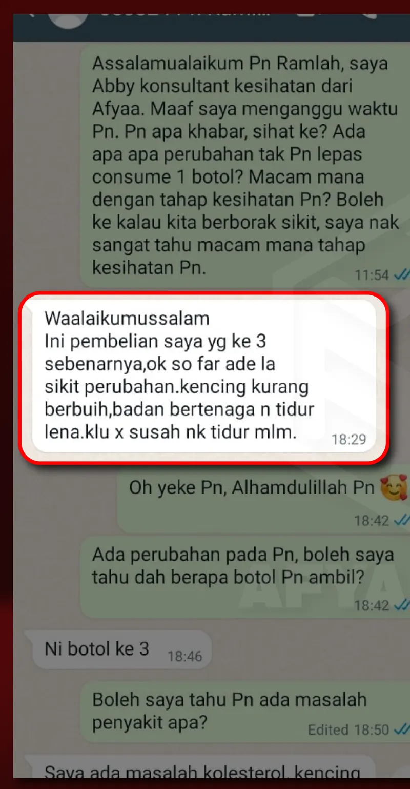 Testimoni WhatsApp: Kencing Kurang Berbuih