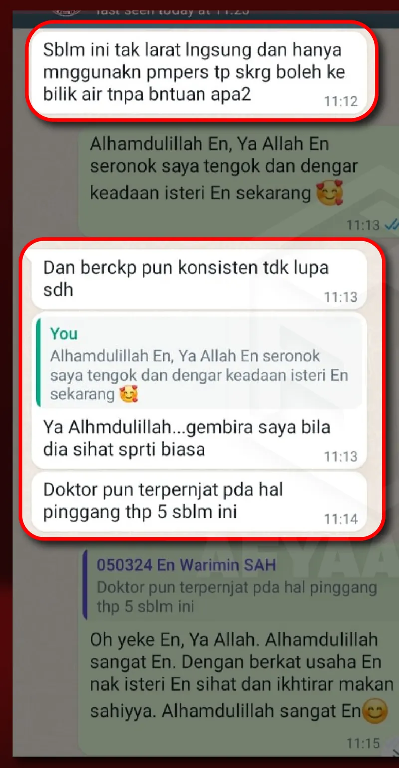 Testimoni WhatsApp: Buah Pinggang Dah Makin Baik & Tidak Lagi Menggunakan Pampers