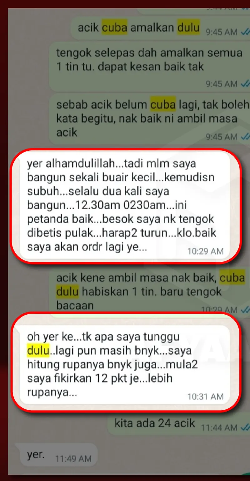 Testimoni WhatsApp: Kerap Kencing Dah Kurang