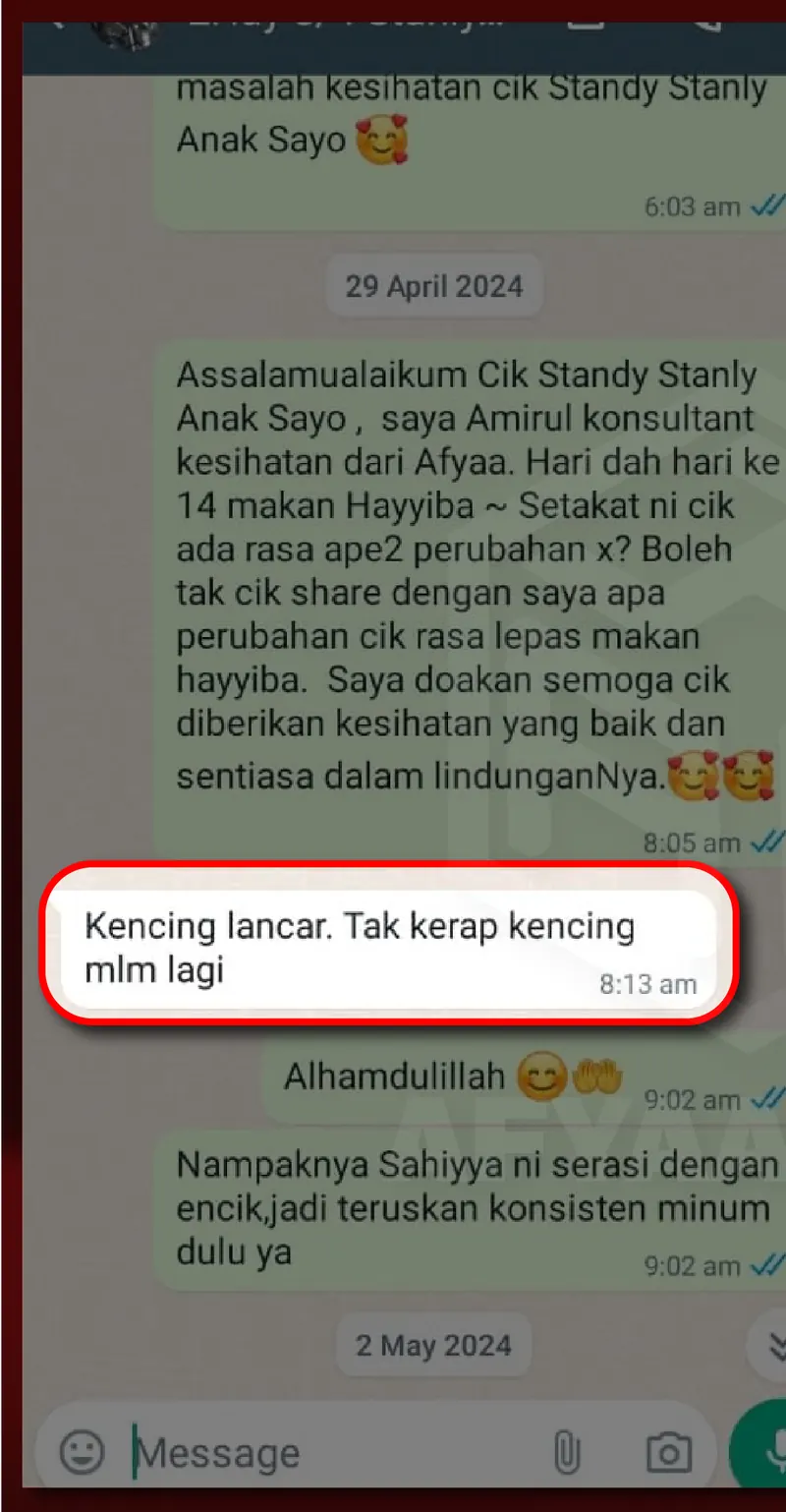 Testimoni WhatsApp: Kencing dah Lancar & Kerap Kencing dah Tiada
