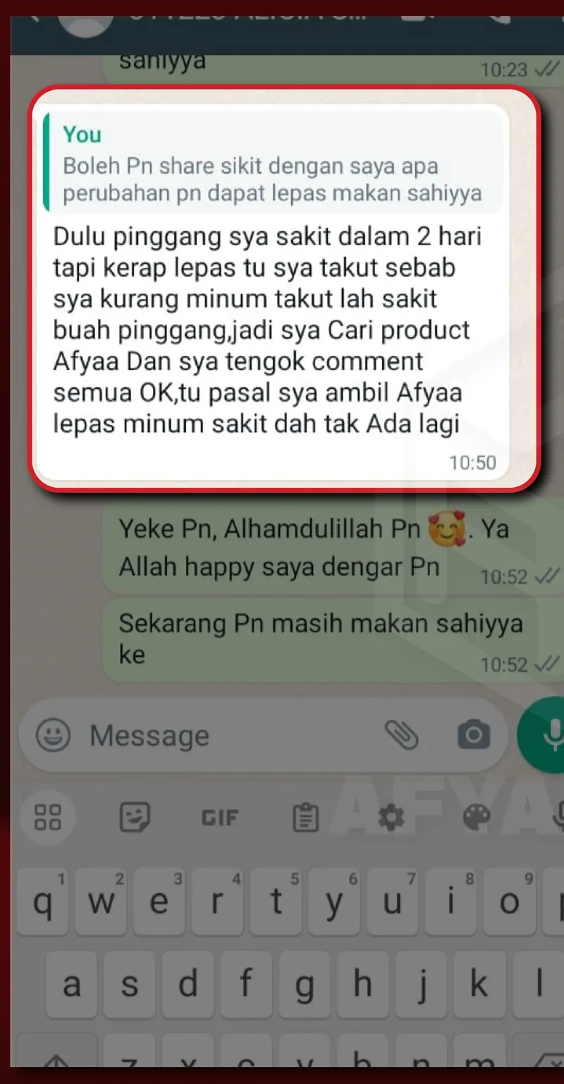 Testimoni WhatsApp: Sakit Pinggang Dah Tiada