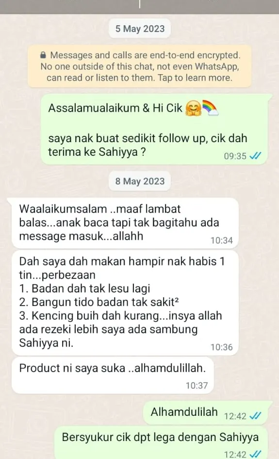 Testimoni WhatsApp: Badan Dah Tak Lesu & Badan Tak Sakit2 Lagi