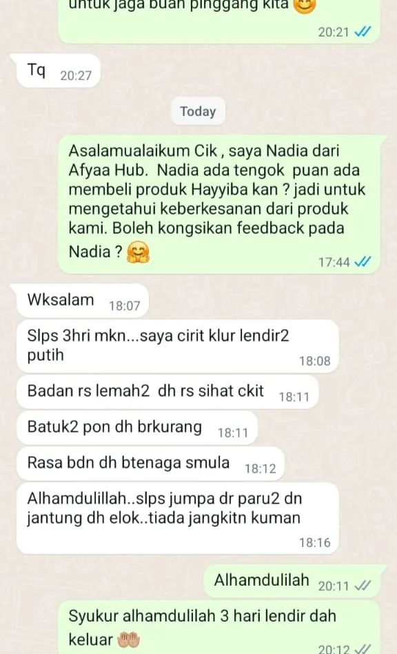 Testimoni WhatsApp: Badan dah Semakin Sihat & Batuk2 dah Berkurang