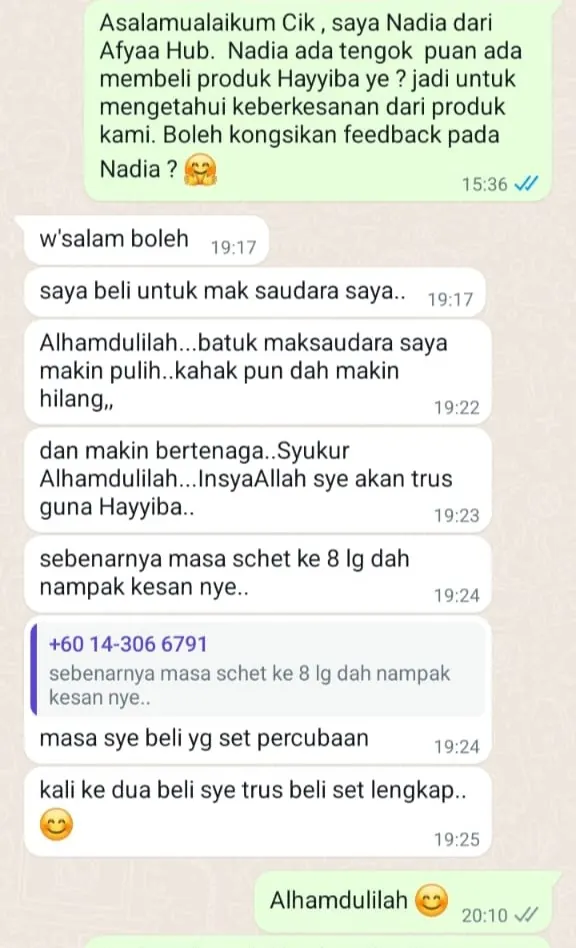 Testimoni WhatsApp: Batuk Semakin Pulih & Kahak Makin Hilang