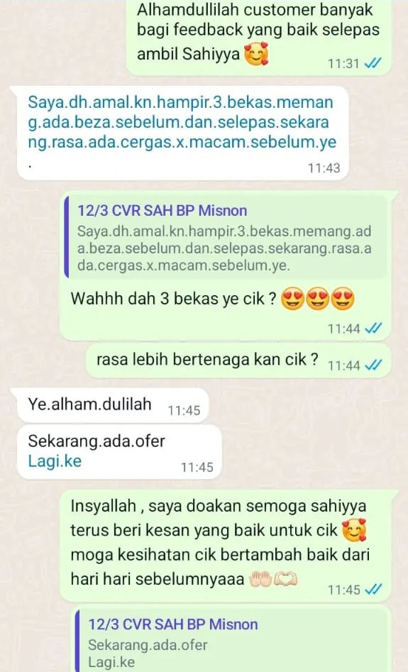 Testimoni WhatsApp: Badan Rasa Cergas