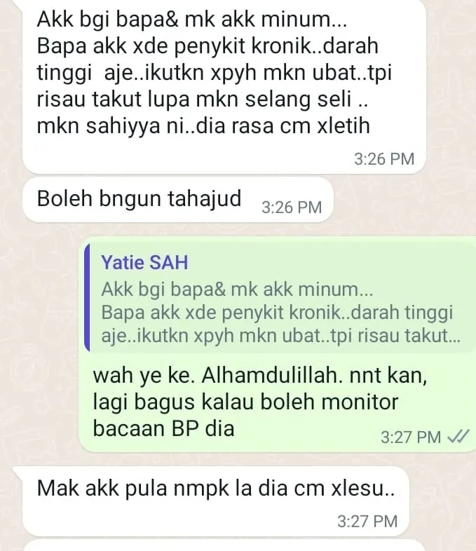Testimoni WhatsApp: Badan Tak Letih & Lesu Dah