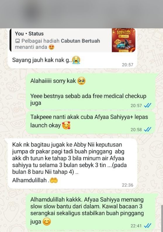 Testi WhatsApp Sahiyya+ tentang perubahan tahap buah pinggang