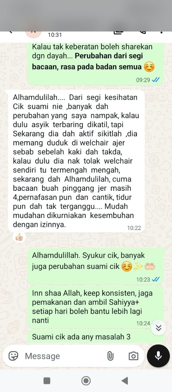 Testi WhatsApp Sahiyya+ tentang badan lebih aktif, pernafasan dan tidur